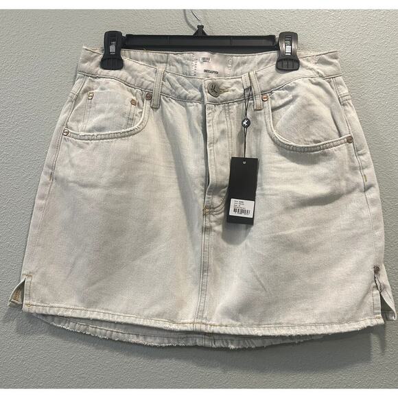 OneTeaspoon BRANDO 2020 MINI HIGH WAIST DENIM SKIRT WHITE - Picture 3 of 9